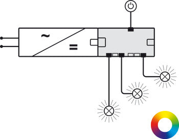 6-way distributor, HÃ¤fele Loox5, RGB, 6-way, with switching function