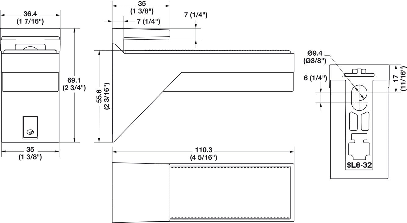 Shelf Support, Wall Fixing, for Glass Shelves, KALABRONE
