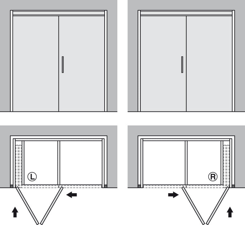 Wooden Folding Sliding Doors, HAWA Folding Concepta 25, set, hinges with soft closing mechanism