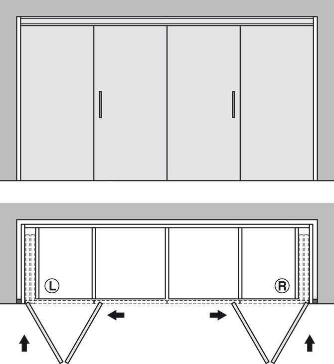 Wooden Folding Sliding Doors, HAWA Folding Concepta 25, set, hinges with soft closing mechanism
