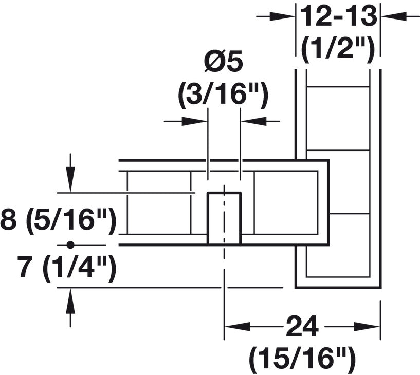 Rear Panel Connector, HÃ¤fele Ixconnect RPC D 5/24, for wooden drawers