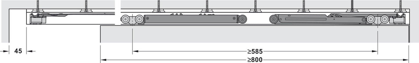 Sliding door fitting, Hawa Porta 100 HMT, set with running track