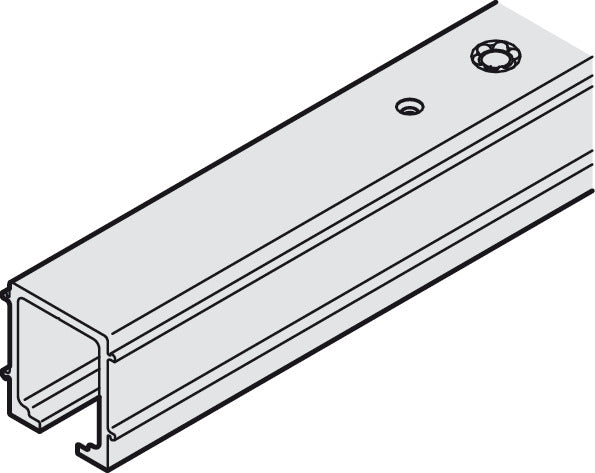 Running track, for ceiling installation, pre-drilled, for aluminium or wooden panel