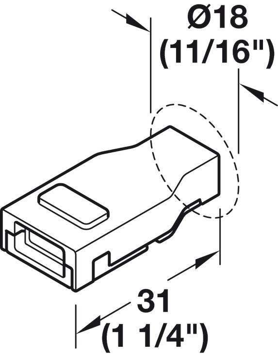 Interconnecting lead, HÃ¤fele Loox5, for LED silicone strip light, monochrome, 8 mm (5/16")