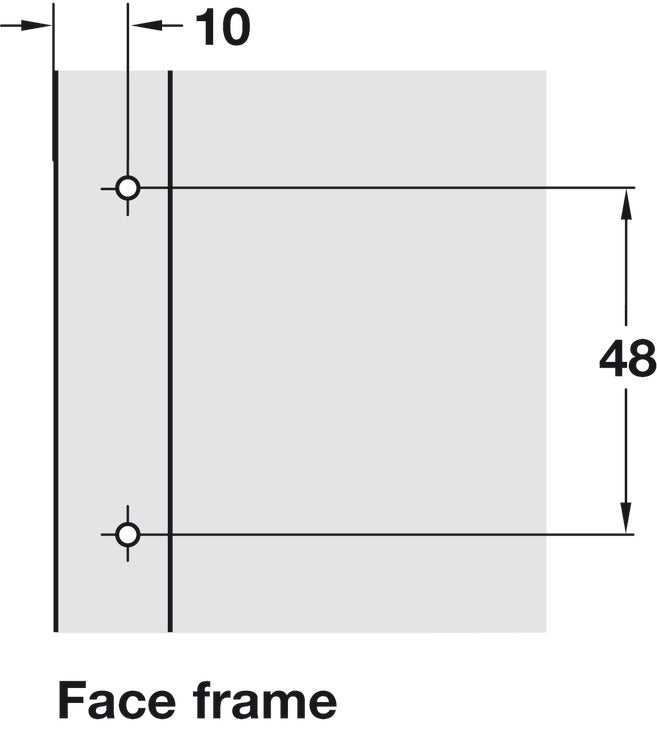 Cruciform Mounting Plate, HÃ¤fele Duomatic A, steel, with chipboard screws, edge distance 37 mm