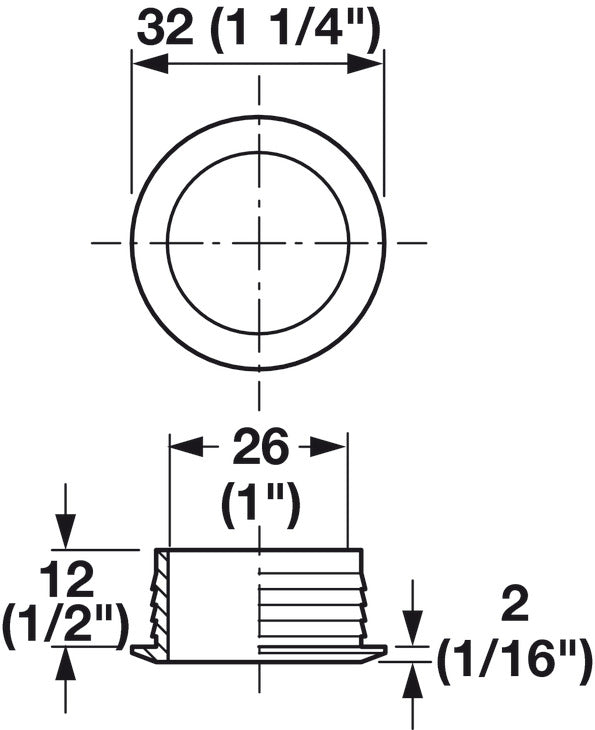 Round Rosette, for Push Button Knob, Brass