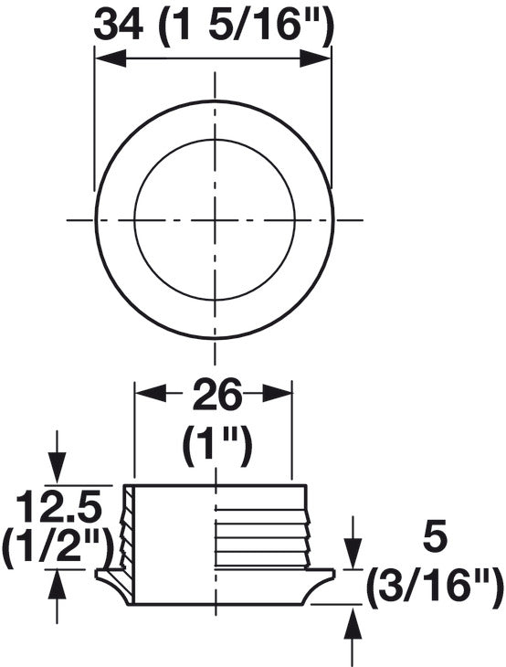 Round Rosette, for Push Button Knob, Brass