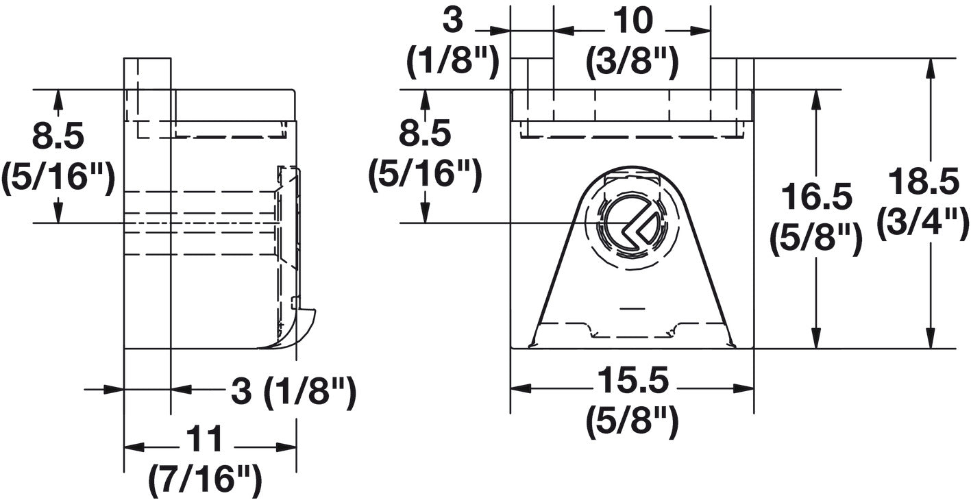 Shelf Support, Clamp Design, for Glass Shelves, Kubic