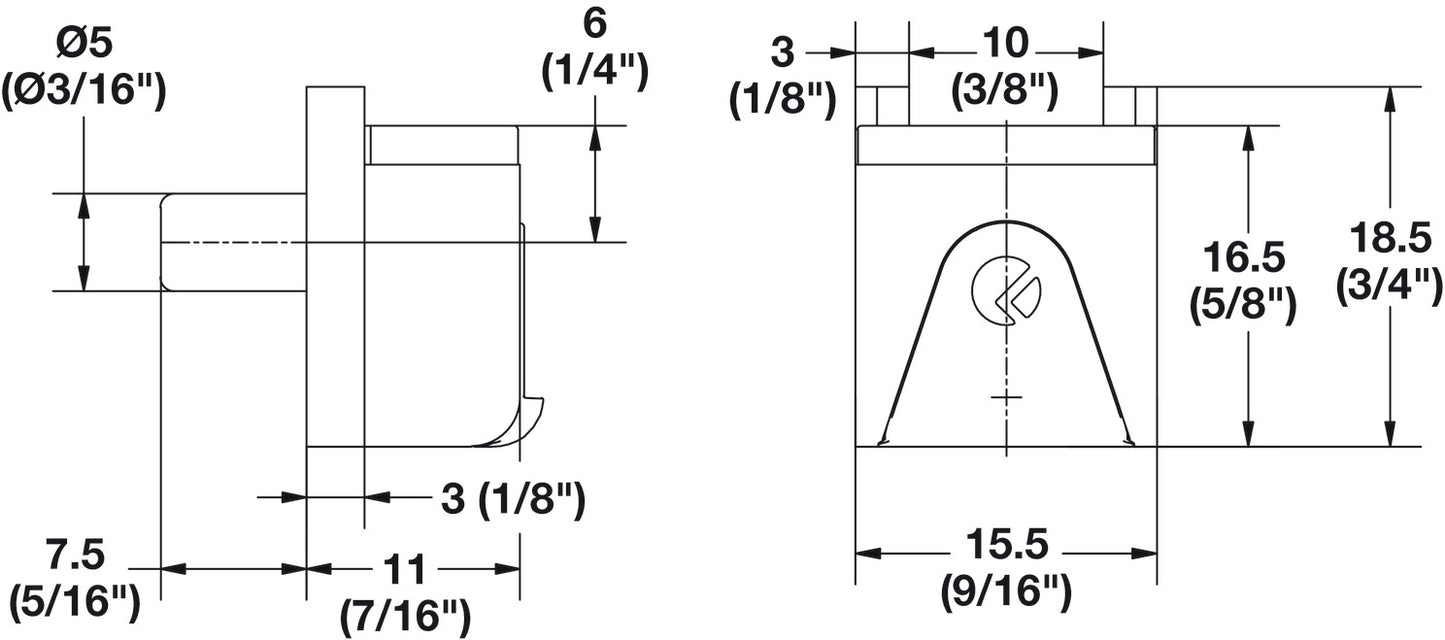 Shelf Support, Clamp Design, for Glass Shelves, Kubic