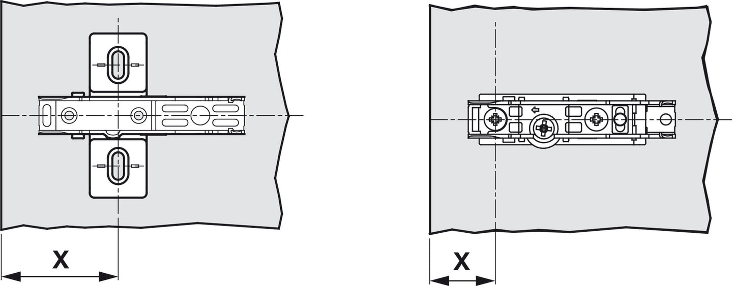 Grass TIOMOS +45° Concealed Corner Hinge, 110° Opening Angle, Overlay
