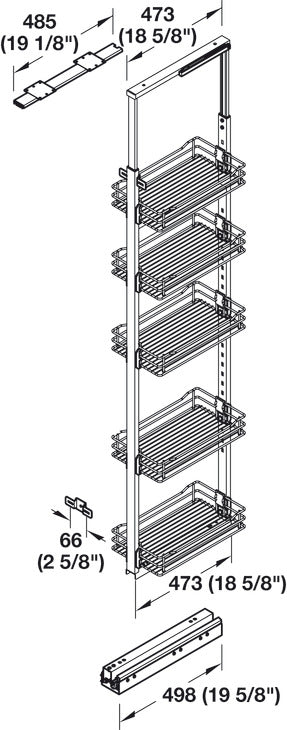 Pull-Out Pantry, HÃ¤fele, with baskets for installation behind fronts