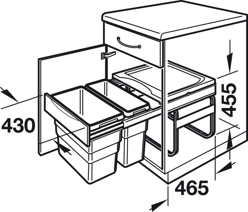 Waste Bin Pull-Out, Hailo Easy Cargo 50, Double
