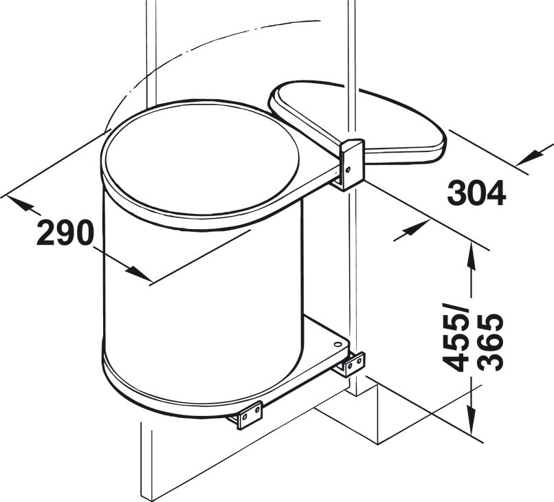 Side Panel/Door Mounted Waste Bin, Side Panel/Door Mounted