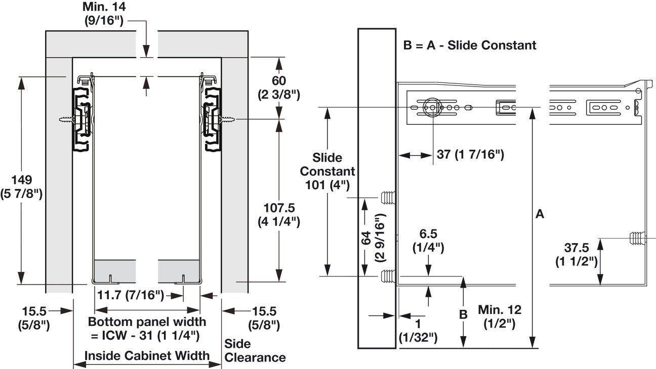Drawer System Slide, Zbox, 5 7/8" Height