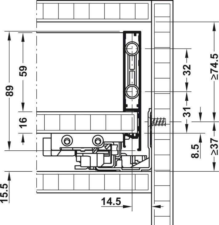 Front Panel for Grass Vionaro, for Side Height: (3 1/2") 89 mm