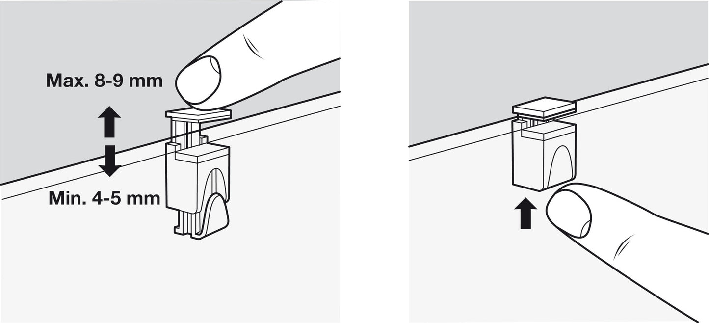 Shelf Support, Clamp Design, for Glass Shelves, Kubic