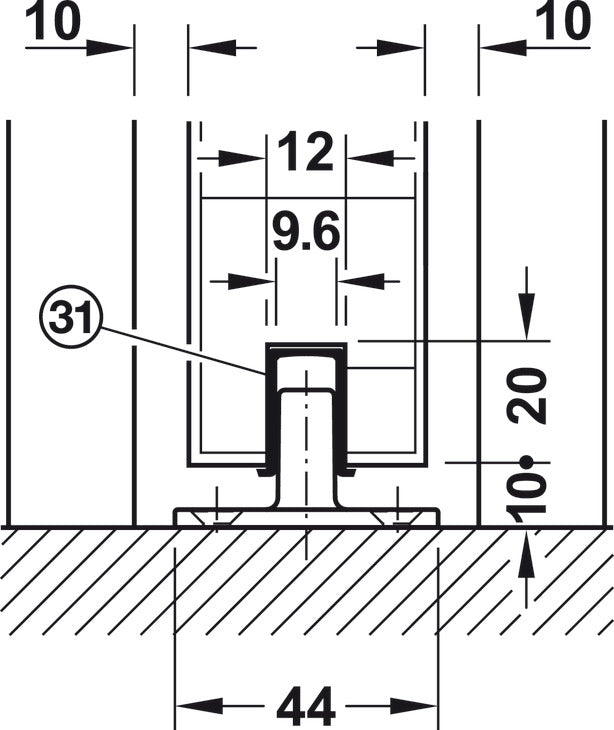 Track set, for Slido D-Line11 pocket door solution