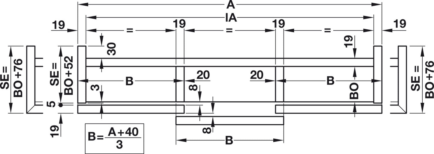 Sliding Door Hardware, Hawa Combino L 40, set