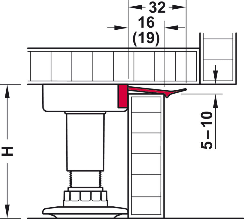 Plinth Holder, also suitable for HÃ¤fele AXILOâ„¢ 78 plinth system