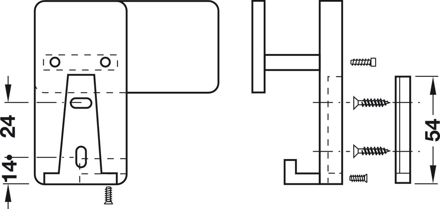 Wardrobe Hook, 90 x 46 x 90 mm (W x D x H)