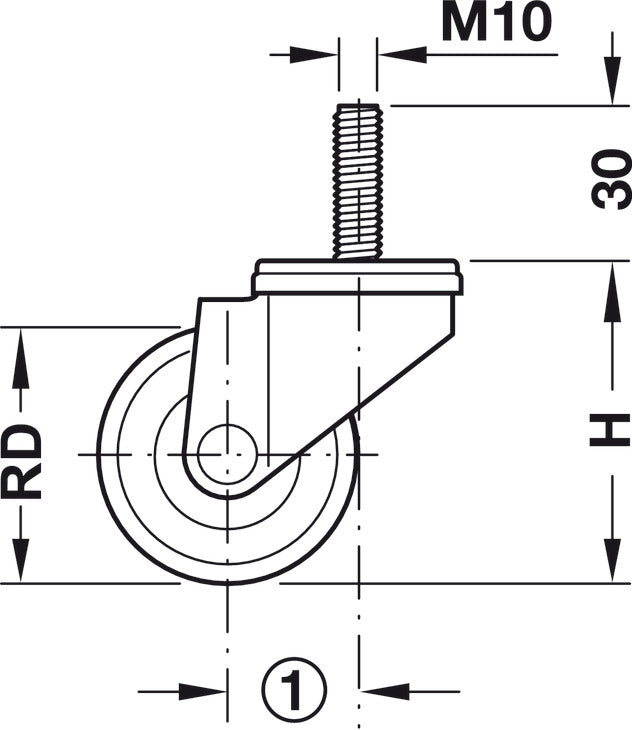 Coal Box Caster, With soft running surface, fixed or free running