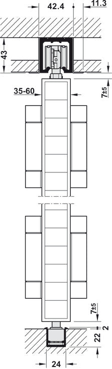 Folding Wall Fitting, Slido W-Fold32 100T, set