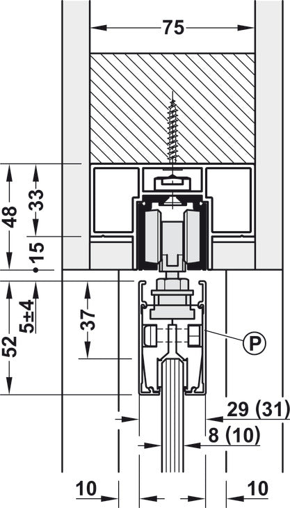 Track set, for Slido D-Line11 pocket door solution