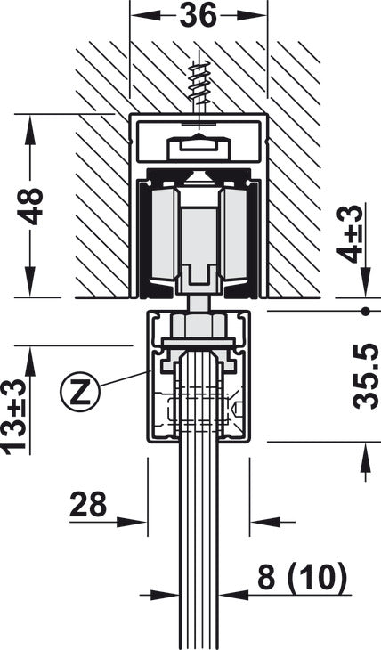 Track set, for Slido D-Line11 pocket door solution