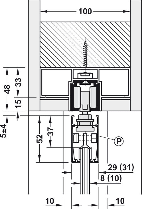 Track set, for Slido D-Line11 pocket door solution