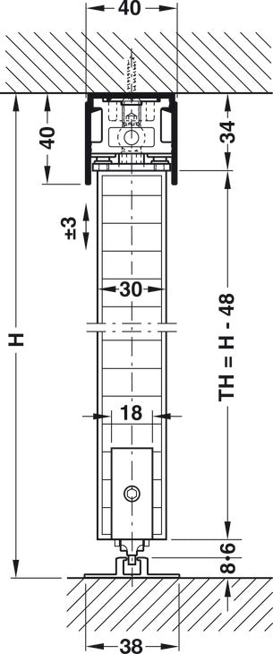 Sliding Door Hardware, Hawa Divido 80 H and 80 H-DS1/DS2 Set