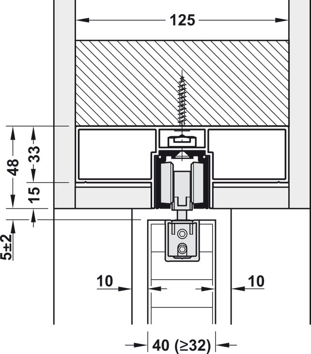 Track set, for Slido D-Line11 pocket door solution