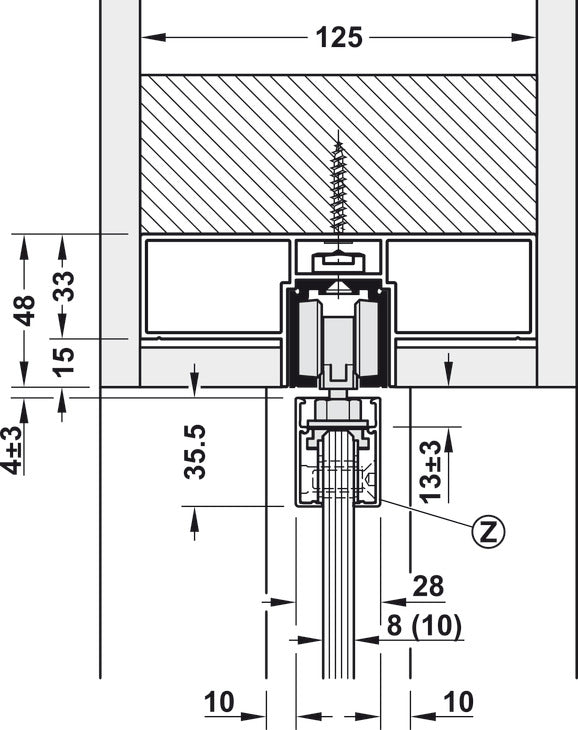 Track set, for Slido D-Line11 pocket door solution