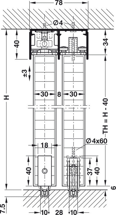 Sliding Door Hardware, Hawa Divido 80 H and 80 H-DS1/DS2 Set
