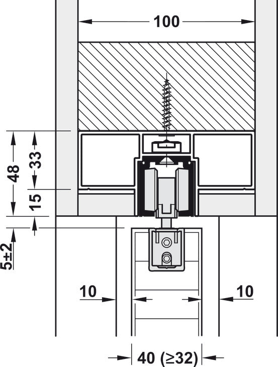Track set, for Slido D-Line11 pocket door solution