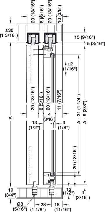 Sliding Door Hardware, Hawa Clipo 26 GR IF, set