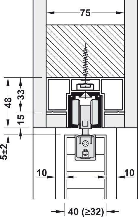Track set, for Slido D-Line11 pocket door solution