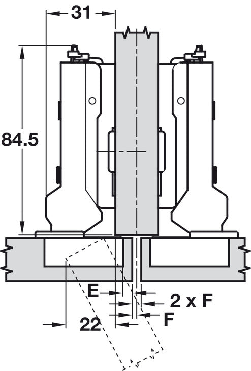 Concealed Hinge, Grass TIOMOS, 120° Opening Angle, Half Overlay
