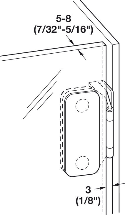 Glass Door Hinge, Aximat®, 270° Opening Angle, Glass to Glass, Inset
