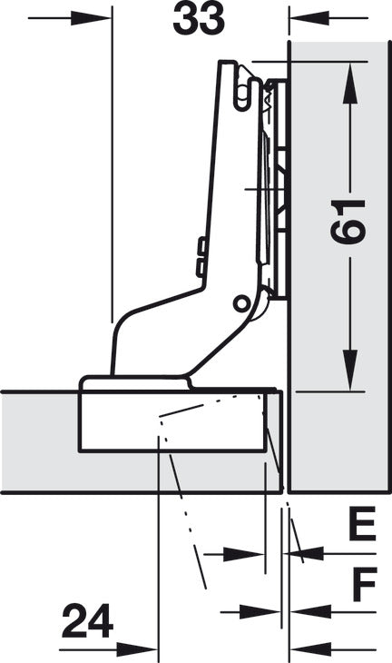 Concealed Hinge, Salice PUSH 110° Opening Angle, Self-Opening, Inset Mounting