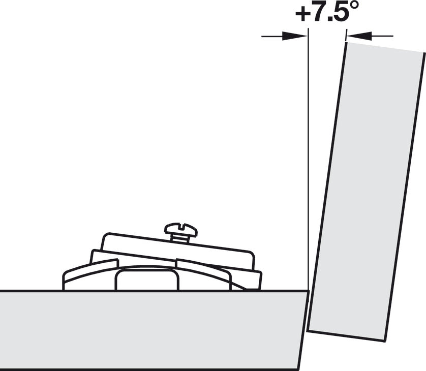 Wing Mounting Plate, Salice, Slide-on, Wood Screw, Angle from â€“7.5° to +7.5°