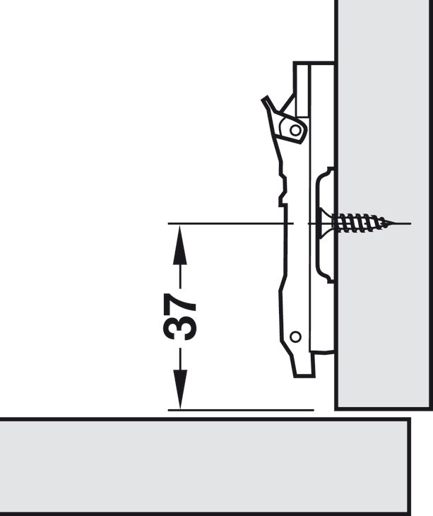 Clip Mounting Plate, Salice, without Pre-Installed Mounting Screws