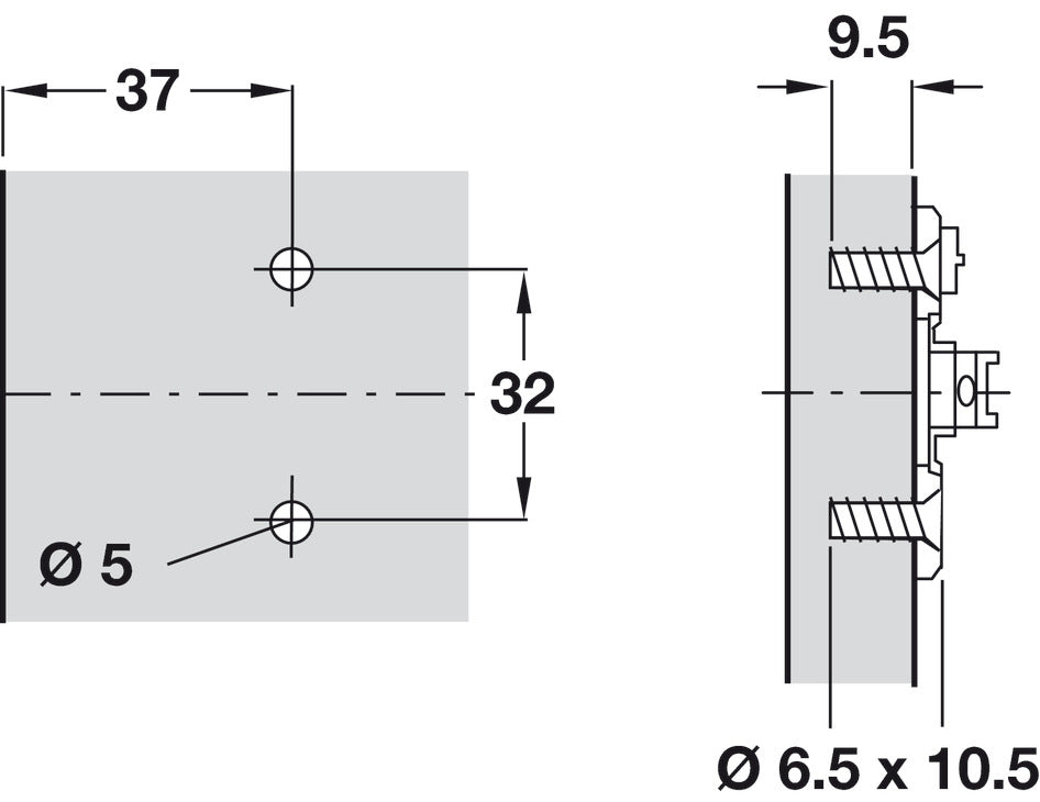 Mounting Plate, Cruciform Cam Adjusting, Pre-Mounted Euro Screw Fixing, for Grass Click On System Hinges, Nexis