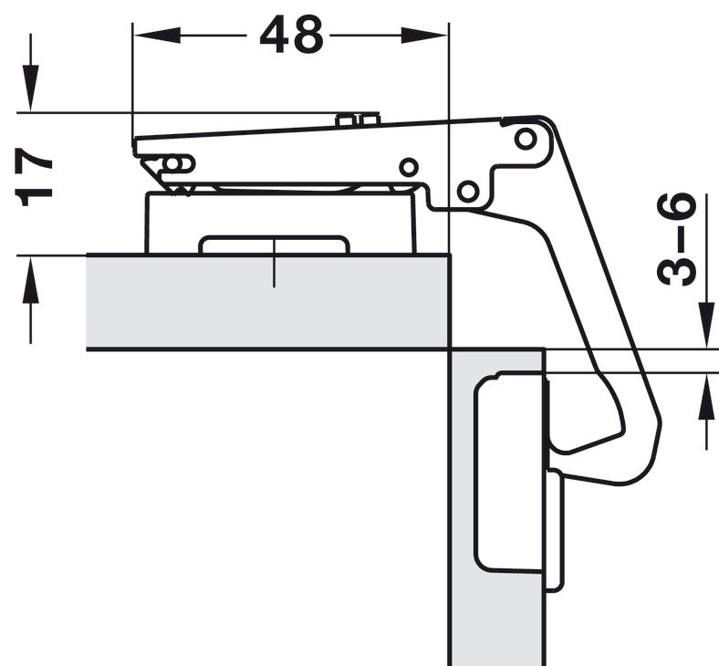 Pie-Cut Corner Hinge, Salice, 70° Opening Angle, Self Close, Nickel-Plated