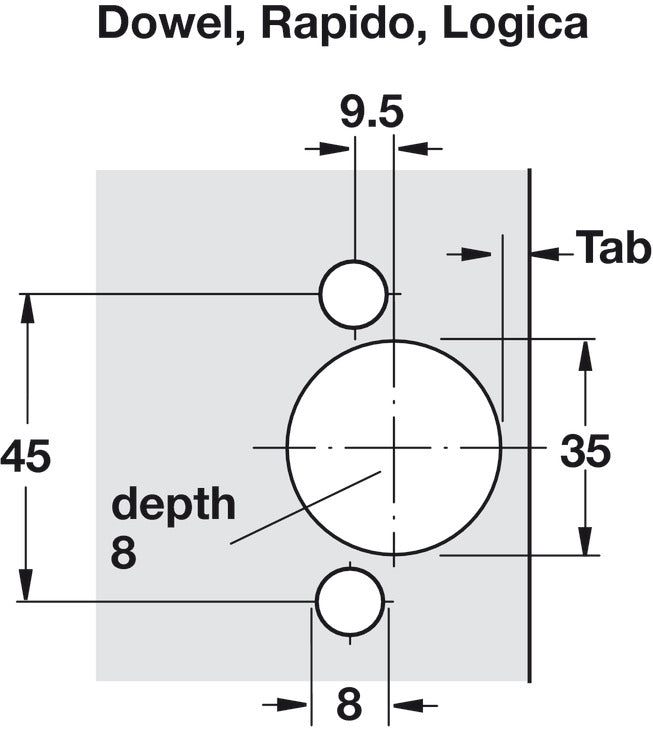 Concealed Hinge, Salice PUSH, 110° Opening Angle, Self Opening, Full Overlay
