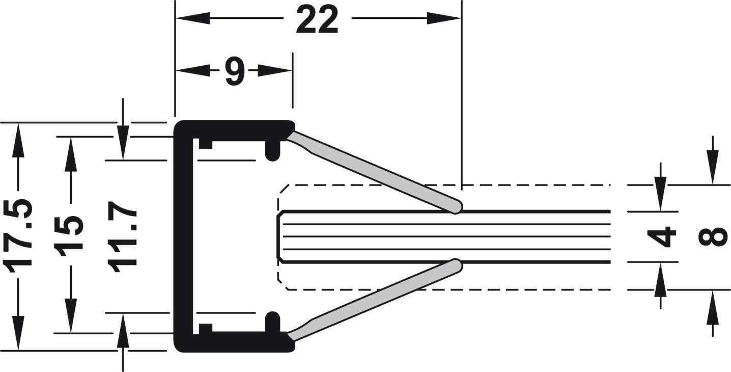 Glass Edge Profile, with Milk Lens, Loox LED