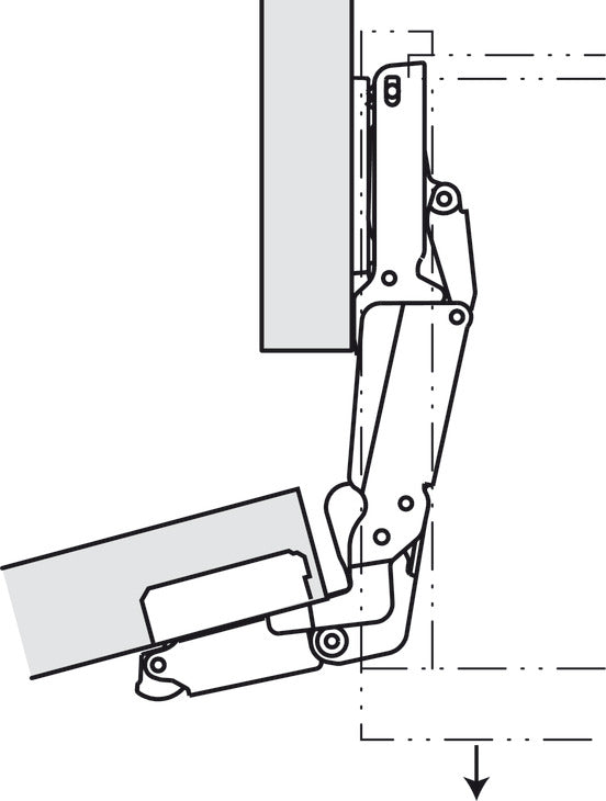 Concealed Hinge, Salice PUSH, 165° Opening Angle, Self-Opening, Half Overlay