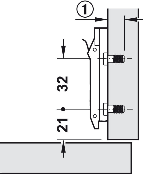 Clip Mounting Plate, Duomatic SM, zinc alloy, height adjustable via eccentric