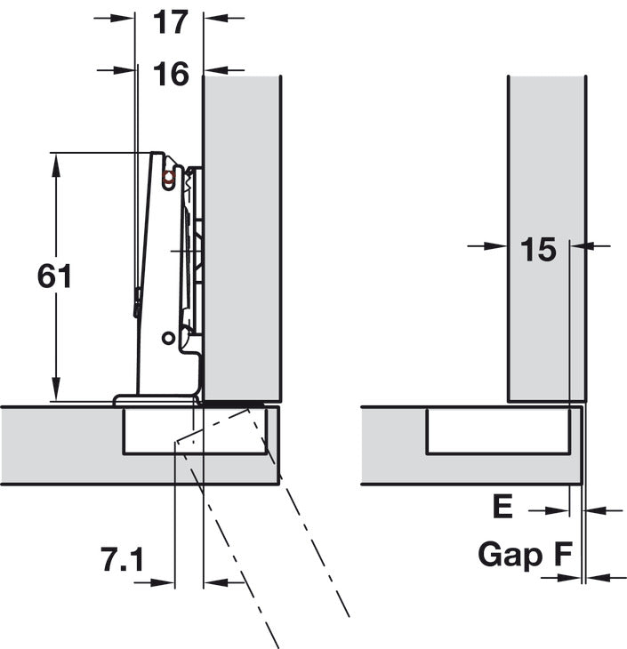 Concealed Hinge, Salice PUSH, 110° Opening Angle, Self Opening, Full Overlay
