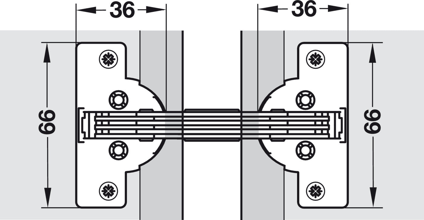 Miter Flap Hinge, 90° Opening Angle