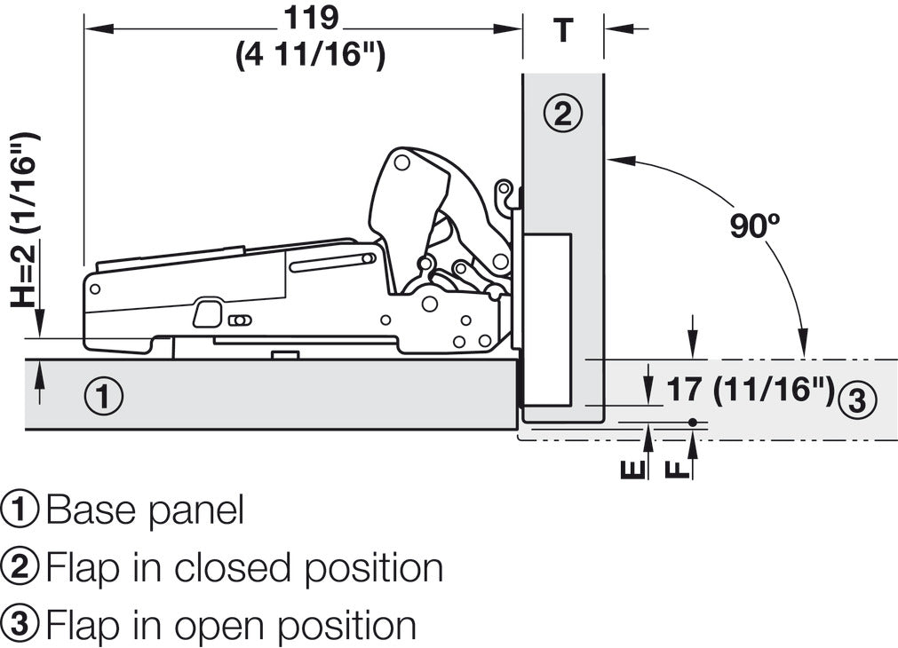 Flap stay Fitting, Salice Pacta